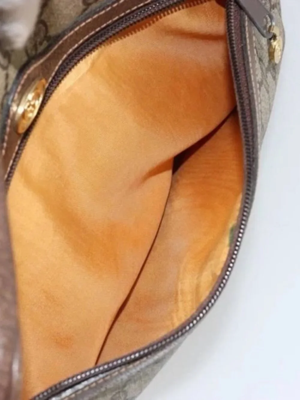 GUCCI GG Supreme Web Sherry Line Shoulder Bag PVC Beige Gold Auth 180803